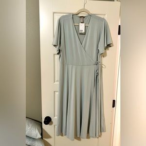 H&M Faux Wrap Light Blue Midi Dress